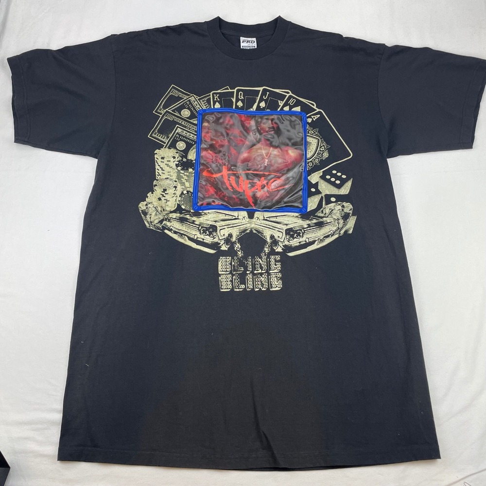 RARE* Vintage Tupac 2Pac Bling Bling Pro Club Pro Max T-Shirt Black 4XL Tall
